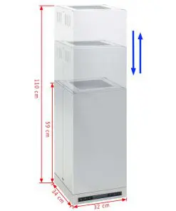 vidaXL Island Range Hood LCD Display Touch Sensor 756 m³/h LED