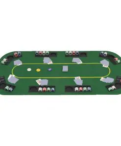 vidaXL 8-Player Folding Poker Tabletop 4 Fold Rectangular Green
