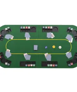 vidaXL 8-Player Folding Poker Tabletop 4 Fold Rectangular Green