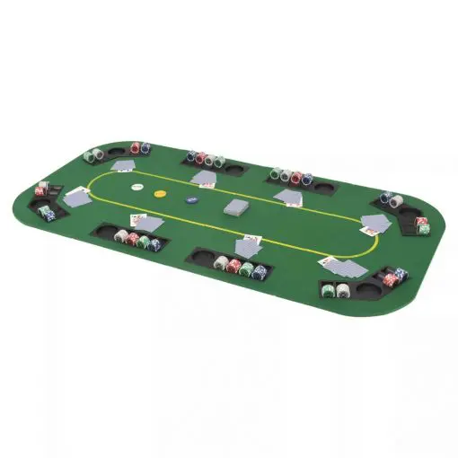 vidaXL 8-Player Folding Poker Tabletop 4 Fold Rectangular Green