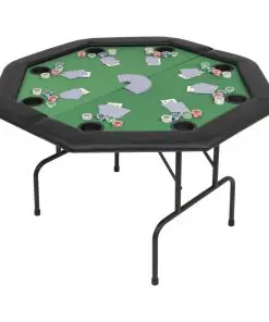 vidaXL 8-Player Folding Poker Table 2 Fold Octagonal Green