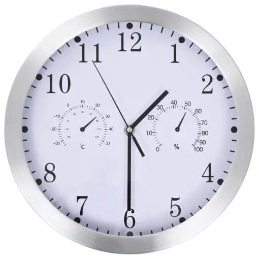 vidaXL Wall Clock with Quartz Movement Hygrometer and Thermometer 30 cm White