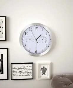 vidaXL Wall Clock with Quartz Movement Hygrometer and Thermometer 30 cm White