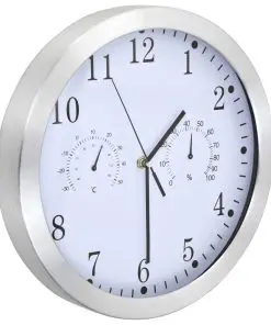 vidaXL Wall Clock with Quartz Movement Hygrometer and Thermometer 30 cm White