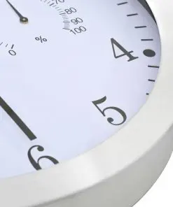 vidaXL Wall Clock with Quartz Movement Hygrometer and Thermometer 30 cm White