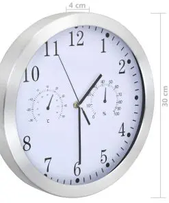 vidaXL Wall Clock with Quartz Movement Hygrometer and Thermometer 30 cm White