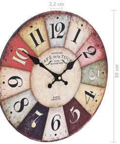 vidaXL Vintage Wall Clock Colourful 30 cm