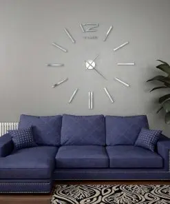 vidaXL 3D Wall Clock Modern Design 100 cm XXL Silver
