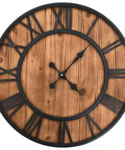 vidaXL Vintage Wall Clock with Quartz Movement Wood and Metal 60 cm XXL