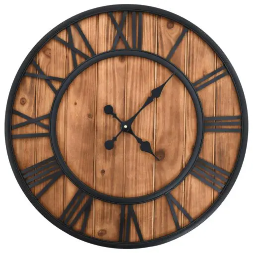 vidaXL Vintage Wall Clock with Quartz Movement Wood and Metal 60 cm XXL