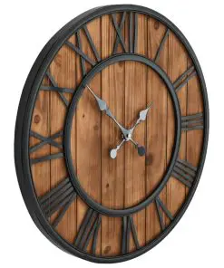 vidaXL Vintage Wall Clock with Quartz Movement Wood and Metal 60 cm XXL