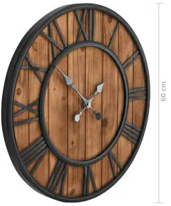 vidaXL Vintage Wall Clock with Quartz Movement Wood and Metal 60 cm XXL