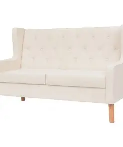 vidaXL Sofa Set 2 Pieces Fabric Cream White