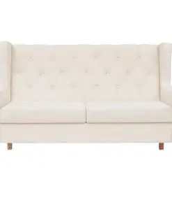 vidaXL Sofa Set 2 Pieces Fabric Cream White