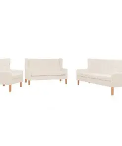 vidaXL Sofa Set 3 Pieces Fabric Cream White