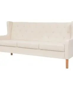vidaXL Sofa Set 3 Pieces Fabric Cream White