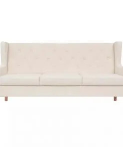 vidaXL Sofa Set 3 Pieces Fabric Cream White