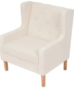 vidaXL Sofa Set 3 Pieces Fabric Cream White