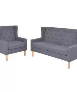vidaXL Sofa Set 2 Pieces Fabric Grey