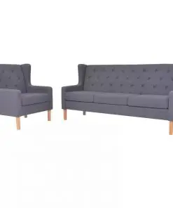 vidaXL Sofa Set 2 Pieces Fabric Grey
