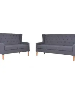 vidaXL Sofa Set 2 Pieces Fabric Grey