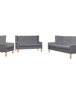 vidaXL Sofa Set 3 Pieces Fabric Grey