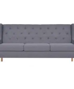 vidaXL Sofa Set 3 Pieces Fabric Grey