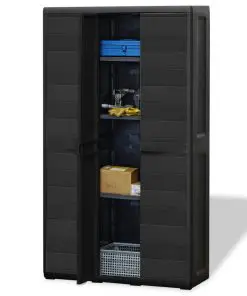 vidaXL Garden Storage Cabinet with 4 Shelves Black