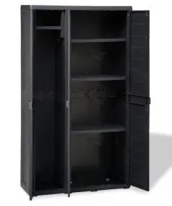 vidaXL Garden Storage Cabinet with 4 Shelves Black