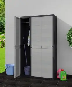 vidaXL Garden Storage Cabinet with 4 Shelves Black and Grey