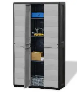 vidaXL Garden Storage Cabinet with 4 Shelves Black and Grey