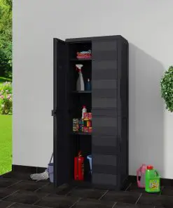 vidaXL Garden Storage Cabinet with 3 Shelves Black