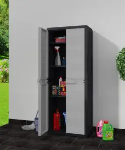 vidaXL Garden Storage Cabinet with 3 Shelves Black and Grey