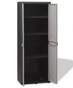 vidaXL Garden Storage Cabinet with 3 Shelves Black and Grey