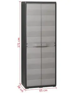 vidaXL Garden Storage Cabinet with 3 Shelves Black and Grey