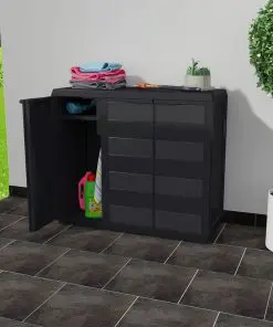 vidaXL Garden Storage Cabinet with 2 Shelves Black