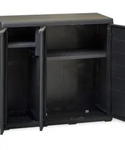 vidaXL Garden Storage Cabinet with 2 Shelves Black