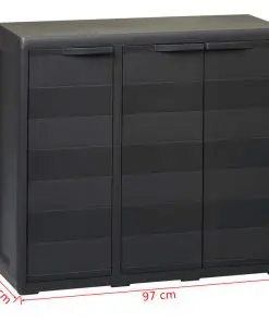 vidaXL Garden Storage Cabinet with 2 Shelves Black