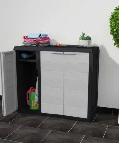 vidaXL Garden Storage Cabinet with 2 Shelves Black and Grey