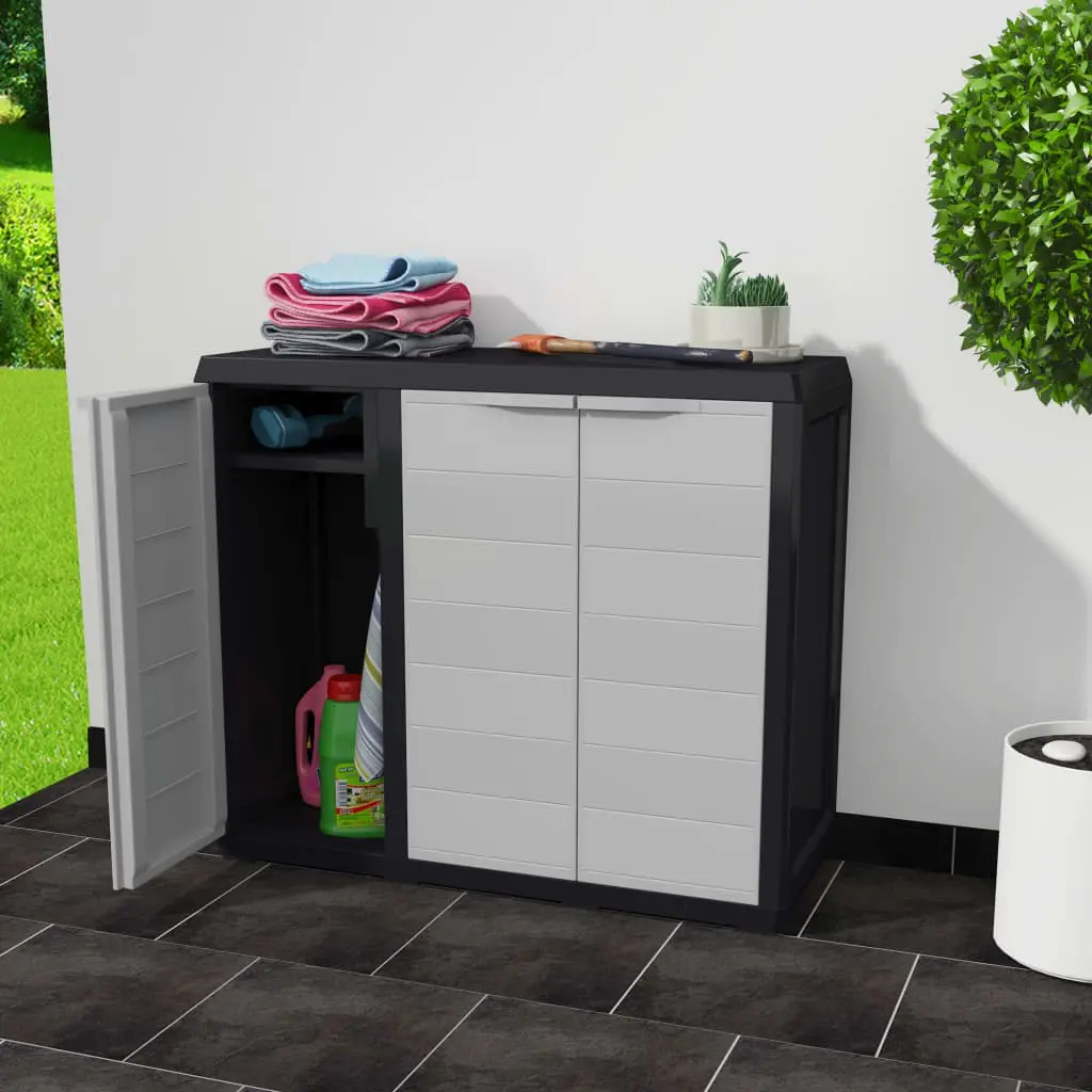 vidaXL Garden Storage Cabinet with 2 Shelves Black and Grey