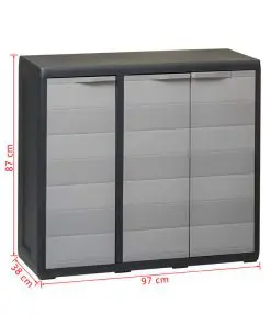 vidaXL Garden Storage Cabinet with 2 Shelves Black and Grey