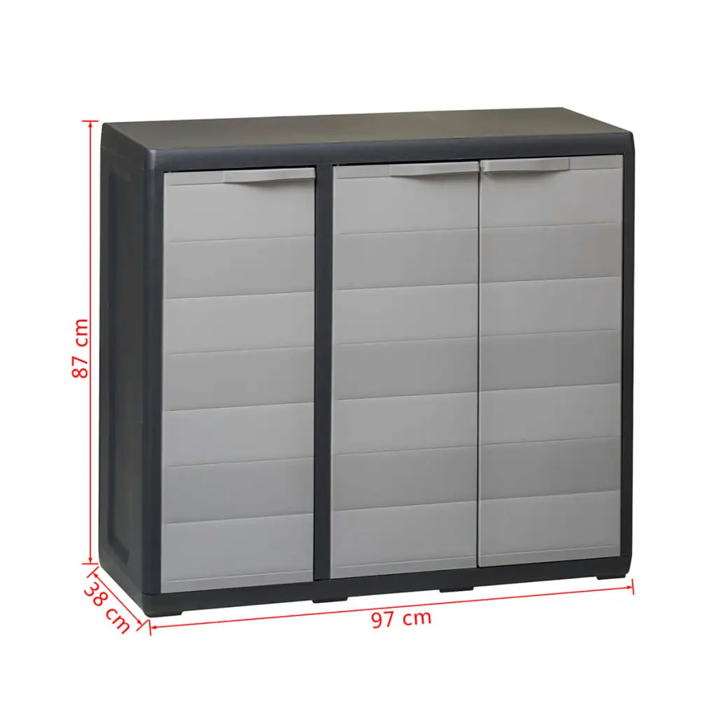 vidaXL Garden Storage Cabinet with 2 Shelves Black and Grey