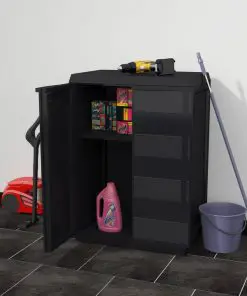 vidaXL Garden Storage Cabinet with 1 Shelf Black