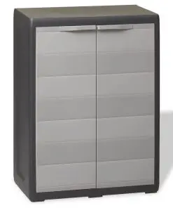 vidaXL Garden Storage Cabinet with 1 Shelf Black and Grey