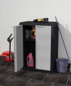 vidaXL Garden Storage Cabinet with 1 Shelf Black and Grey