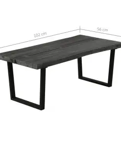 vidaXL Coffee Table Solid Mindi Wood 102x56x41 cm Grey