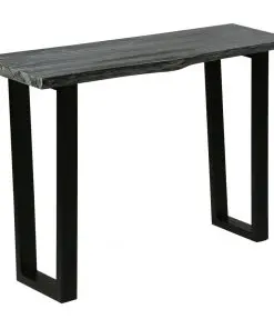 vidaXL Console Table Solid Mindi Wood 110x35x75 cm Grey