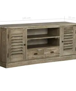 vidaXL TV Cabinet Solid Mindi Wood 145x35x60 cm