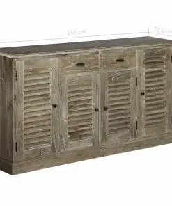 vidaXL Sideboard Solid Mindi Wood 145×32.5×77 cm