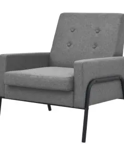 vidaXL Armchair Light Grey Steel and Fabric